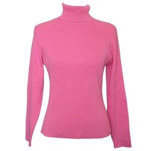 NWT STYLE&CO Pink Pullover Ribbed Sweater Turtleneck Petite Large (12-14) P